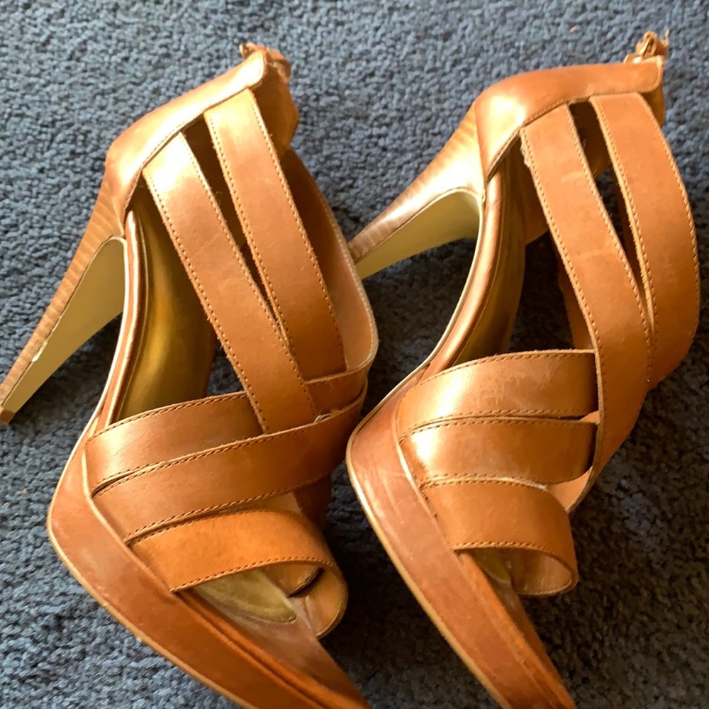 Tan high heels